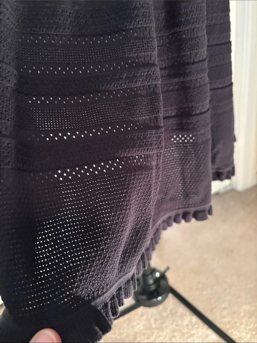 kate spade Black Long-Sleeve Fit-and-Flare Knit Dress Size M
